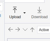 Upload button in the toolbar