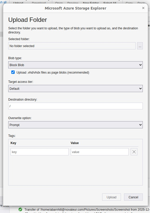 Upload Folder dialog