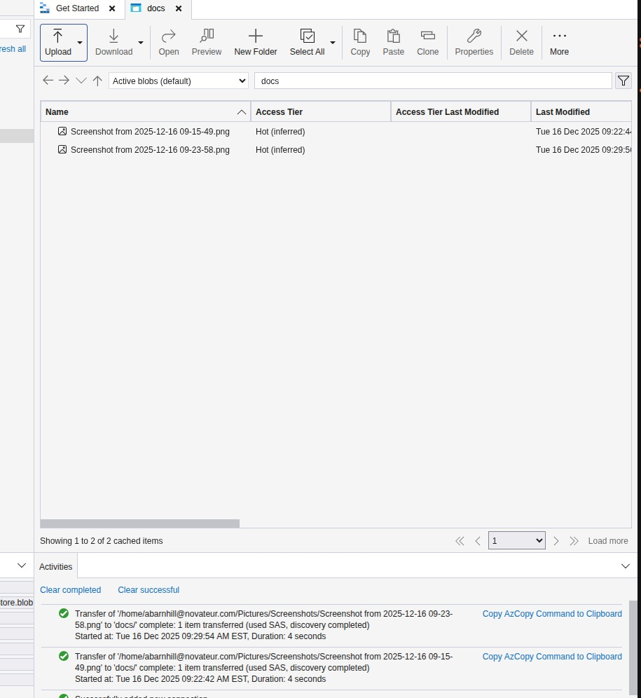 Container view after upload completes